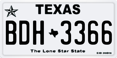 TX license plate BDH3366