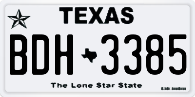 TX license plate BDH3385