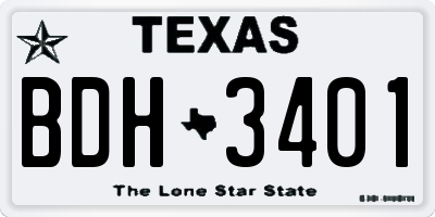 TX license plate BDH3401