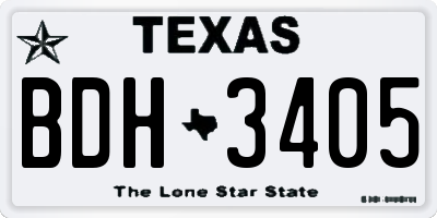 TX license plate BDH3405
