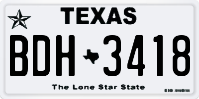 TX license plate BDH3418