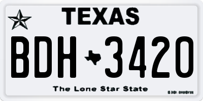 TX license plate BDH3420