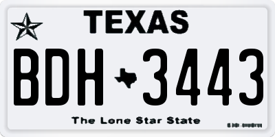 TX license plate BDH3443