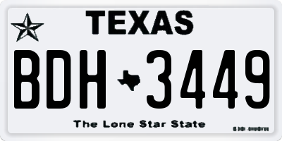 TX license plate BDH3449