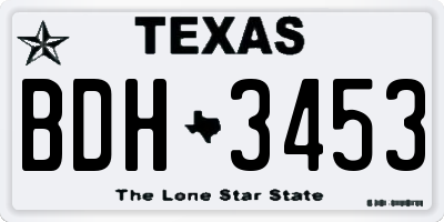 TX license plate BDH3453