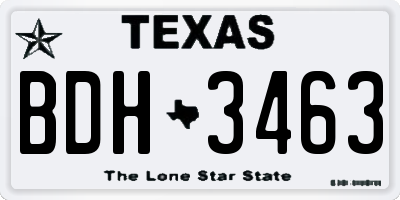 TX license plate BDH3463