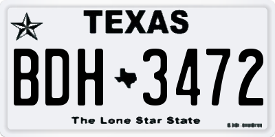 TX license plate BDH3472