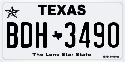 TX license plate BDH3490