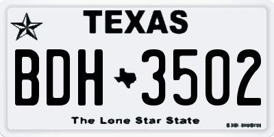 TX license plate BDH3502