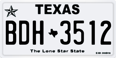 TX license plate BDH3512