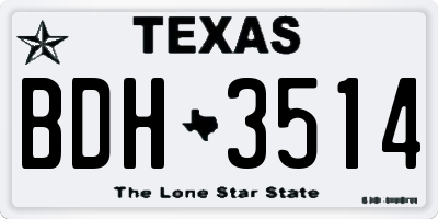 TX license plate BDH3514