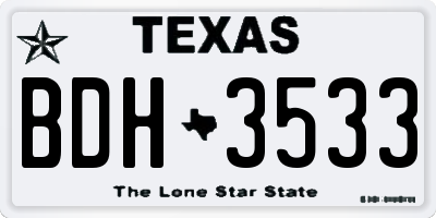 TX license plate BDH3533