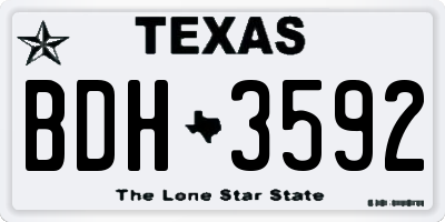TX license plate BDH3592