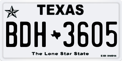 TX license plate BDH3605