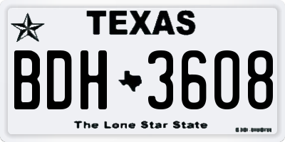 TX license plate BDH3608