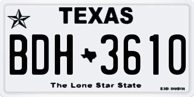 TX license plate BDH3610