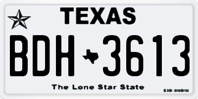 TX license plate BDH3613