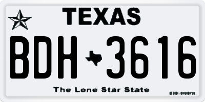 TX license plate BDH3616