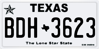 TX license plate BDH3623