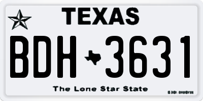 TX license plate BDH3631