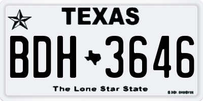 TX license plate BDH3646