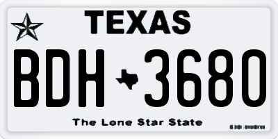 TX license plate BDH3680