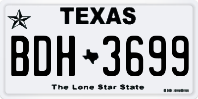 TX license plate BDH3699