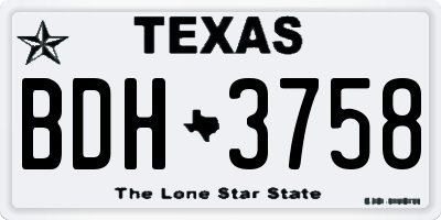TX license plate BDH3758