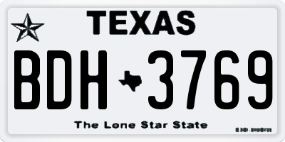 TX license plate BDH3769