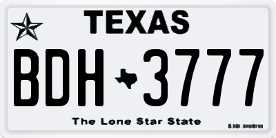 TX license plate BDH3777