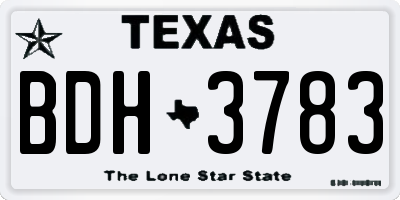 TX license plate BDH3783