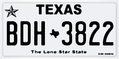 TX license plate BDH3822