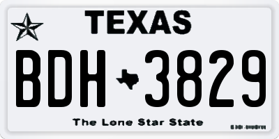 TX license plate BDH3829