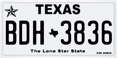 TX license plate BDH3836