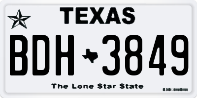 TX license plate BDH3849