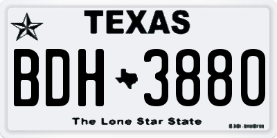 TX license plate BDH3880