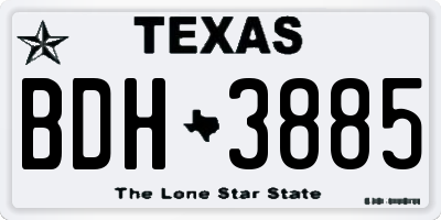 TX license plate BDH3885