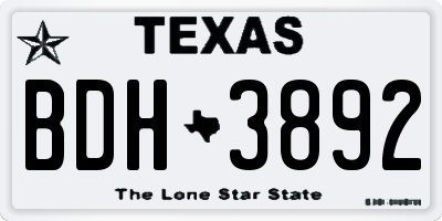 TX license plate BDH3892