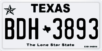 TX license plate BDH3893