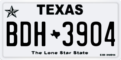 TX license plate BDH3904