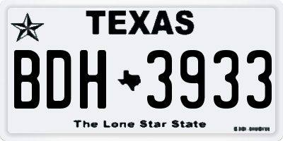 TX license plate BDH3933