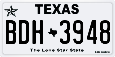 TX license plate BDH3948