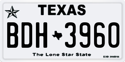TX license plate BDH3960