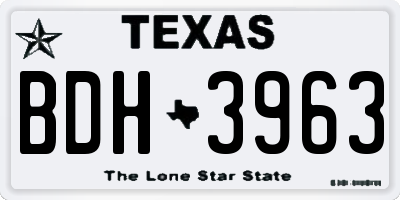 TX license plate BDH3963