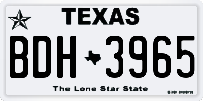 TX license plate BDH3965