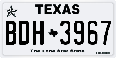 TX license plate BDH3967
