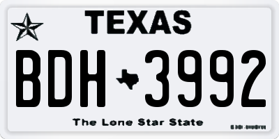 TX license plate BDH3992