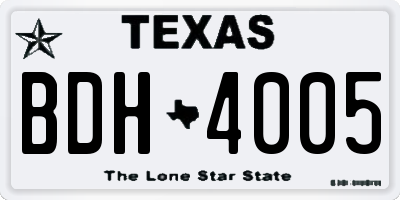 TX license plate BDH4005