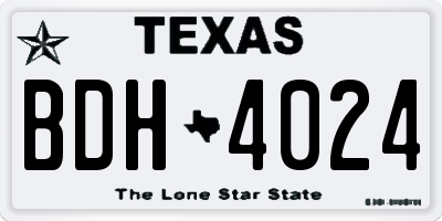 TX license plate BDH4024