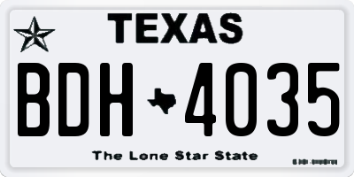TX license plate BDH4035